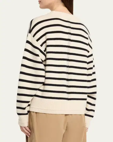 Maria McManus Cashmere and Cotton Stripe Ladder Stitch Crewneck Sweater | Thumbnail 3