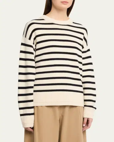 Maria McManus Cashmere and Cotton Stripe Ladder Stitch Crewneck Sweater | Thumbnail 4