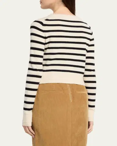 Maria McManus Cashmere and Cotton Stripe Petite Fringe-Trim Cardigan | Thumbnail 3 Maria McManus Cashmere and Cotton Stripe Petite Fringe-Trim Cardigan | Thumbnail 3