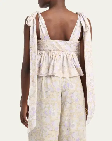 Chloé Painted Flowers Cotton Top | Thumbnail 3 Chloé Painted Flowers Cotton Top | Thumbnail 3