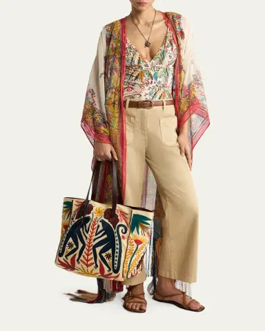 Etro Multicolor Fringe-Trim Kaftan Coverup | Thumbnail 2