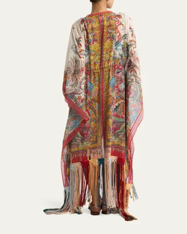 Etro Multicolor Fringe-Trim Kaftan Coverup | Thumbnail 3