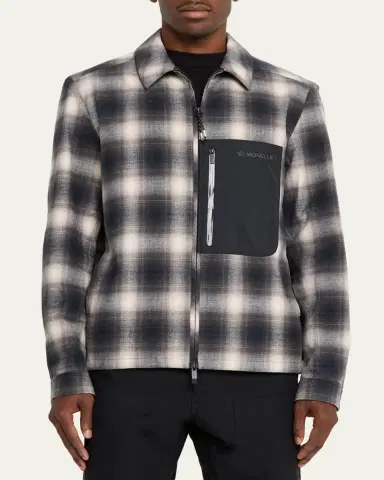 Moncler Grenoble Men's Plaid Mixed-Media Jacket | Thumbnail 4