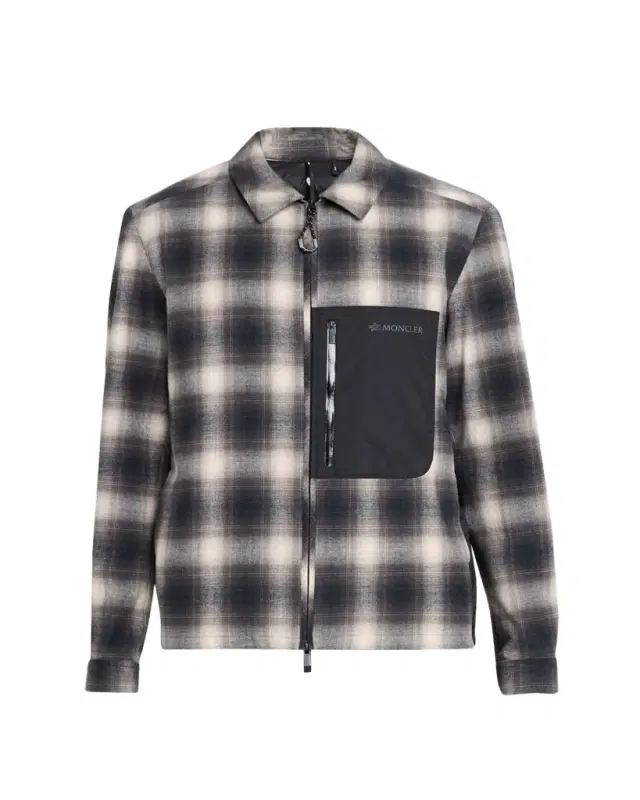 Moncler Grenoble Men's Plaid Mixed-Media Jacket