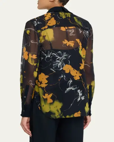 Jason Wu Collection Shadow Floral Crepe De Chine Button-Down Shirt | Thumbnail 3 Jason Wu Collection Shadow Floral Crepe De Chine Button-Down Shirt | Thumbnail 3