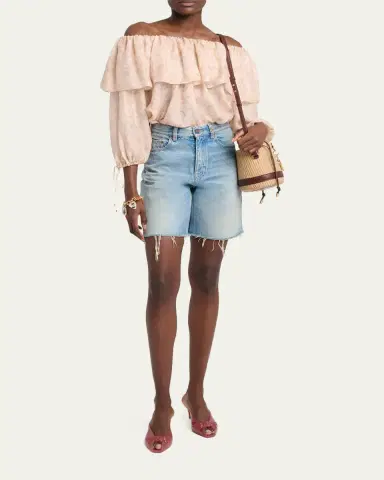 Chloé Flower Print Off-The-Shoulder Silk Top | Thumbnail 2