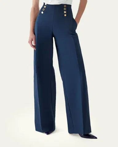 Carolina Herrera Alba Button-Front Wide-Leg Sailor Pants | Thumbnail 4 Carolina Herrera Alba Button-Front Wide-Leg Sailor Pants | Thumbnail 4