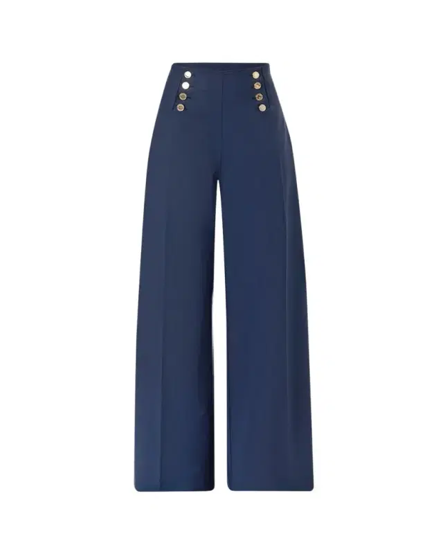 Carolina Herrera Alba Button-Front Wide-Leg Sailor Pants