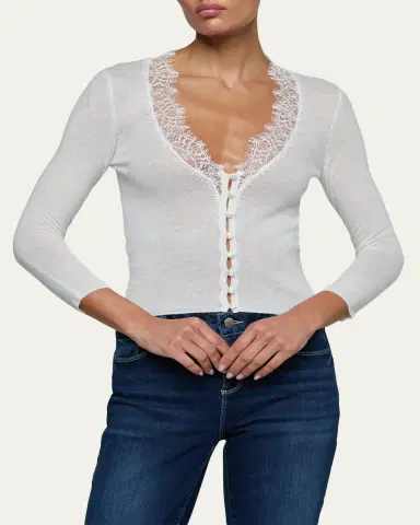 L'Agence Eluna Lace-Trim Cardigan | Thumbnail 4