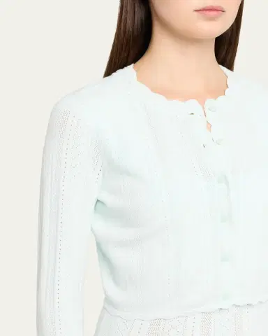 LoveShackFancy Nadiya Pointelle-Knit Cardigan | Thumbnail 5 LoveShackFancy Nadiya Pointelle-Knit Cardigan | Thumbnail 5