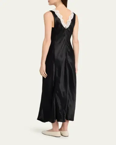 Maria McManus Lace V-Neck Sateen Dress | Thumbnail 3 Maria McManus Lace V-Neck Sateen Dress | Thumbnail 3