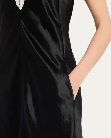 Maria McManus Lace V-Neck Sateen Dress | Thumbnail 5 Maria McManus Lace V-Neck Sateen Dress | Thumbnail 5