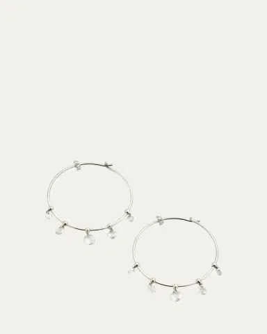 Paul Morelli 18K White Gold Wind Chime Diamond Hoop Earrings, 28mm | Thumbnail 3 Paul Morelli 18K White Gold Wind Chime Diamond Hoop Earrings, 28mm | Thumbnail 3