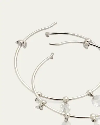 Paul Morelli 18K White Gold Wind Chime Diamond Hoop Earrings, 28mm | Thumbnail 4 Paul Morelli 18K White Gold Wind Chime Diamond Hoop Earrings, 28mm | Thumbnail 4