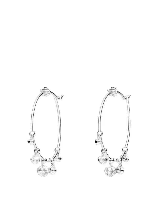Paul Morelli 18K White Gold Wind Chime Diamond Hoop Earrings, 28mm