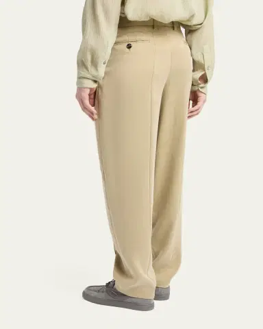 Giorgio Armani Men's Cotton and Lyocell Straight-Leg Pleated Trousers | Thumbnail 3 Giorgio Armani Men's Cotton and Lyocell Straight-Leg Pleated Trousers | Thumbnail 3