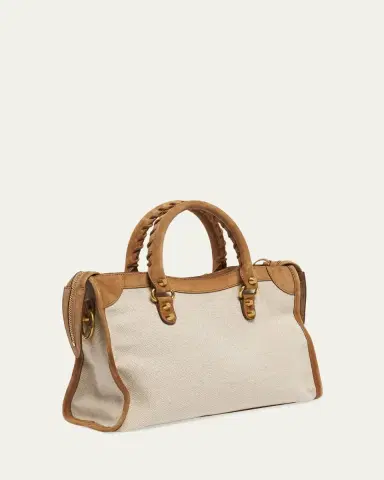Balenciaga Le City Small Suede-Trim Canvas Tote Bag | Thumbnail 3 Balenciaga Le City Small Suede-Trim Canvas Tote Bag | Thumbnail 3