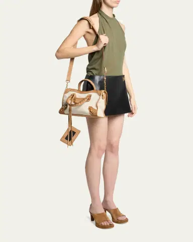 Balenciaga Le City Small Suede-Trim Canvas Tote Bag | Thumbnail 5 Balenciaga Le City Small Suede-Trim Canvas Tote Bag | Thumbnail 5