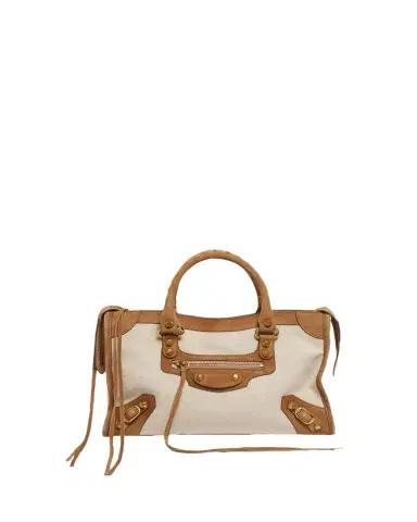 Balenciaga Le City Small Suede-Trim Canvas Tote Bag | Thumbnail 1 Balenciaga Le City Small Suede-Trim Canvas Tote Bag | Thumbnail 1