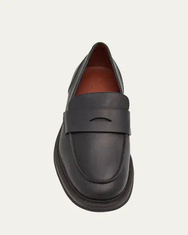 Loro Piana Men's Travis Leather Penny Loafers | Thumbnail 5