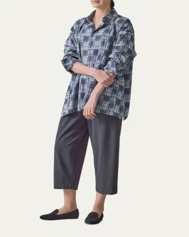 Eskandar A-Line Patchwork Plaid Cotton Shirt | Thumbnail 2 Eskandar A-Line Patchwork Plaid Cotton Shirt | Thumbnail 2
