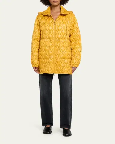 Moncler Balette Geometric Quilted Mid-Length Down Jacket | Thumbnail 2 Moncler Balette Geometric Quilted Mid-Length Down Jacket | Thumbnail 2
