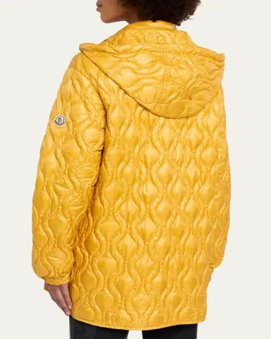 Moncler Balette Geometric Quilted Mid-Length Down Jacket | Thumbnail 3 Moncler Balette Geometric Quilted Mid-Length Down Jacket | Thumbnail 3