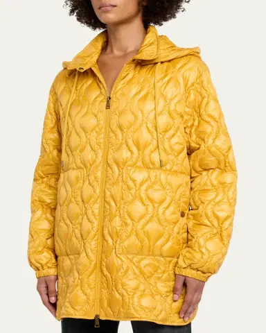 Moncler Balette Geometric Quilted Mid-Length Down Jacket | Thumbnail 4 Moncler Balette Geometric Quilted Mid-Length Down Jacket | Thumbnail 4