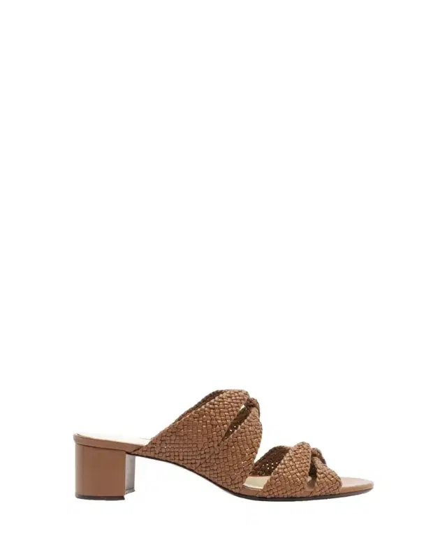 Alexandre Birman 45mm Sabrina Leather Block Heel Slide Sandals