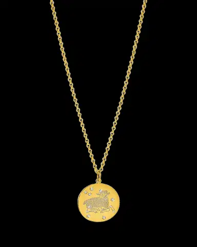 VERDURA 18K Yellow Gold Diamond Zodiac Necklace, Aries | Thumbnail 2