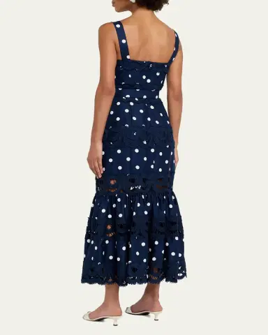 Self-Portrait Polka Dot Linen Midi Dress | Thumbnail 3 Self-Portrait Polka Dot Linen Midi Dress | Thumbnail 3