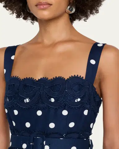 Self-Portrait Polka Dot Linen Midi Dress | Thumbnail 5 Self-Portrait Polka Dot Linen Midi Dress | Thumbnail 5