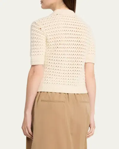 Maria McManus Cashmere and Cotton Lace Crochet Polo Shirt | Thumbnail 3 Maria McManus Cashmere and Cotton Lace Crochet Polo Shirt | Thumbnail 3