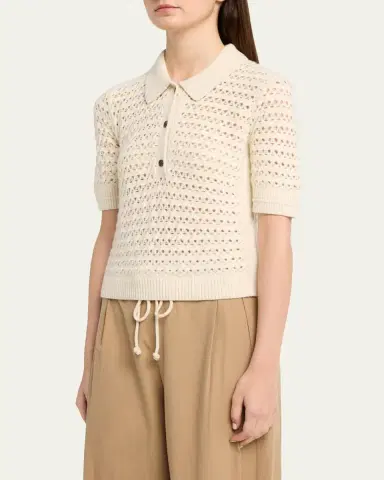 Maria McManus Cashmere and Cotton Lace Crochet Polo Shirt | Thumbnail 4 Maria McManus Cashmere and Cotton Lace Crochet Polo Shirt | Thumbnail 4
