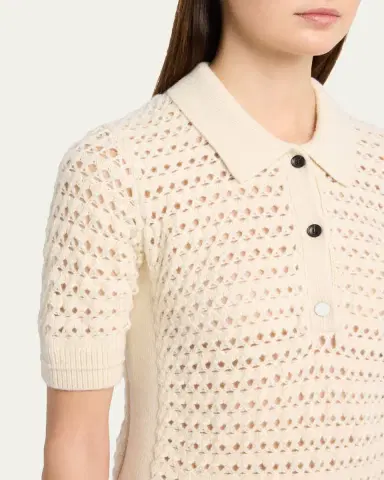 Maria McManus Cashmere and Cotton Lace Crochet Polo Shirt | Thumbnail 5 Maria McManus Cashmere and Cotton Lace Crochet Polo Shirt | Thumbnail 5