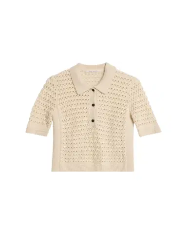 Maria McManus Cashmere and Cotton Lace Crochet Polo Shirt | Thumbnail 1 Maria McManus Cashmere and Cotton Lace Crochet Polo Shirt | Thumbnail 1