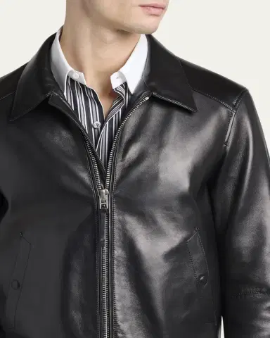 Tom Ford Men's Full-Zip Grained Leather Jacket | Thumbnail 5