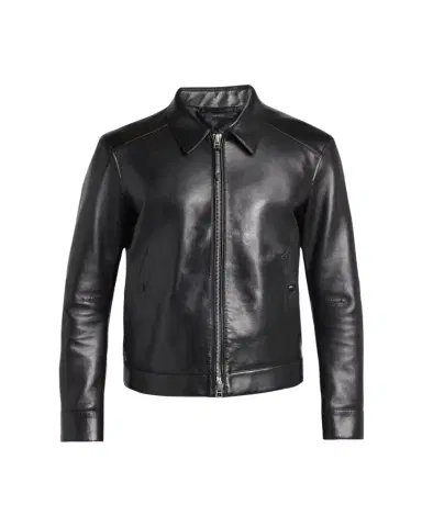 Tom Ford Men's Full-Zip Grained Leather Jacket | Thumbnail 1