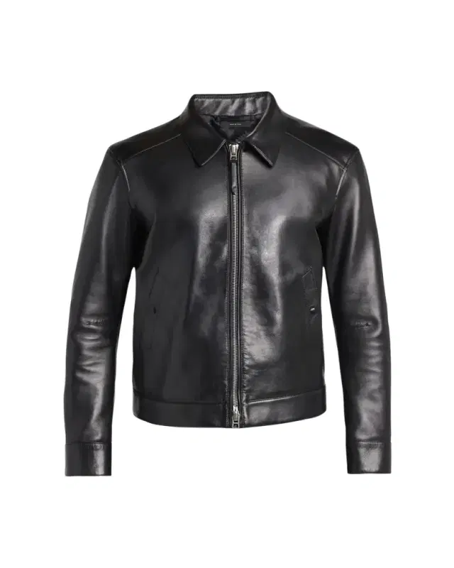 TOM FORD Men's Full-Zip Grained Leather Jacket