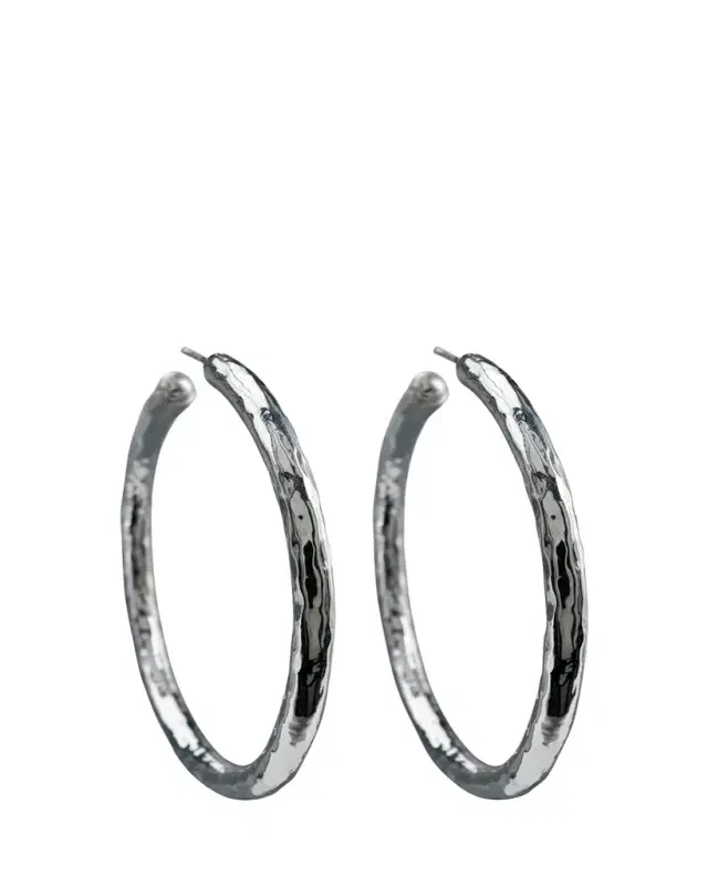 Ippolita Large Hammered Hoop Earrings in Sterling Silver
