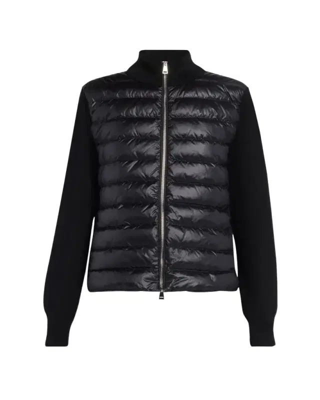 Padded Wool Zip-Up Cardigan