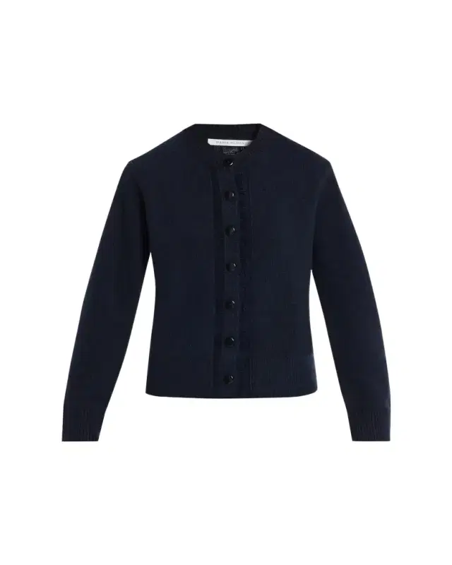 Cashmere and Cotton Ladder Stitch-Trim Cardigan