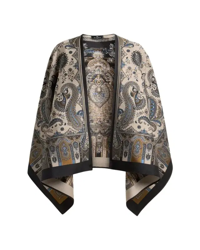 Paisley Wool-Blend Cape