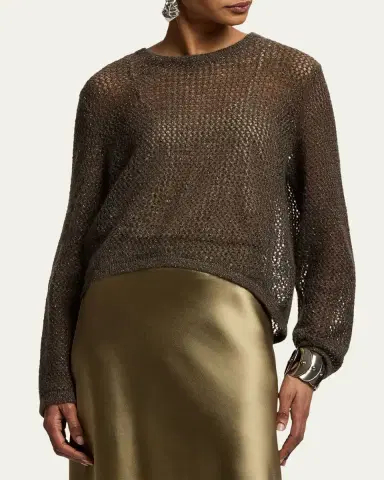 Ralph Lauren Collection Metallic Mesh Boatneck Sweater | Thumbnail 4 Ralph Lauren Collection Metallic Mesh Boatneck Sweater | Thumbnail 4