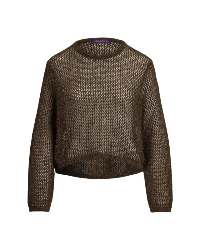 Ralph Lauren Collection Metallic Mesh Boatneck Sweater