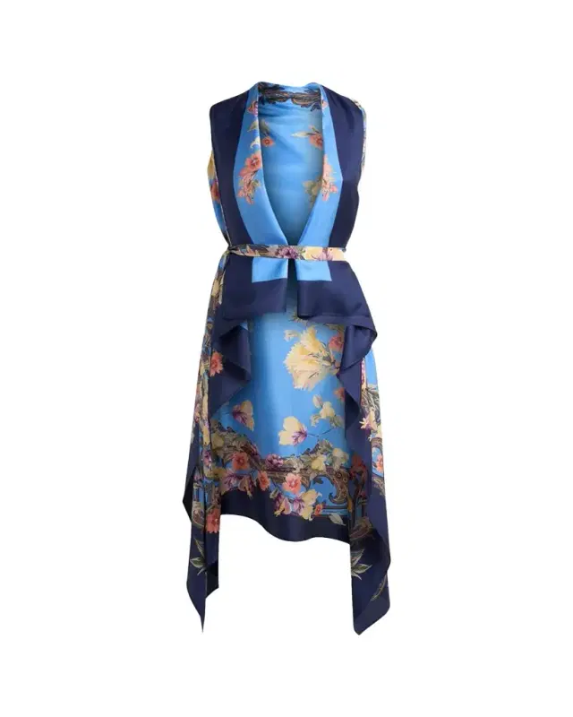 Floral Silk Foulard Vest