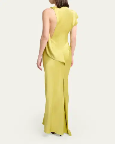Victoria Beckham Sleeveless Draped Satin Gown | Thumbnail 3 Victoria Beckham Sleeveless Draped Satin Gown | Thumbnail 3