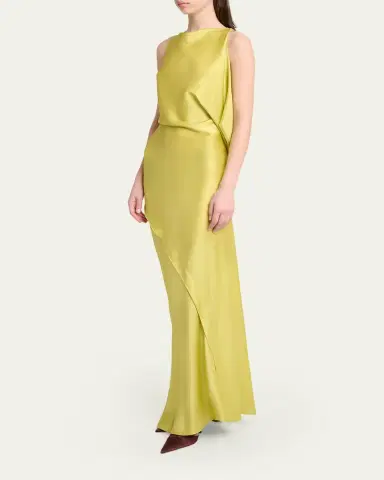 Victoria Beckham Sleeveless Draped Satin Gown | Thumbnail 4 Victoria Beckham Sleeveless Draped Satin Gown | Thumbnail 4