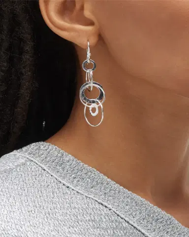 Ippolita Medium Hammered Jet Set Drop Earrings in Sterling Silver | Thumbnail 2