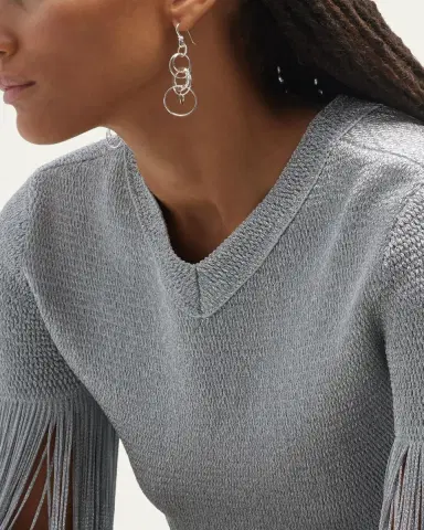 Ippolita Medium Hammered Jet Set Drop Earrings in Sterling Silver | Thumbnail 5